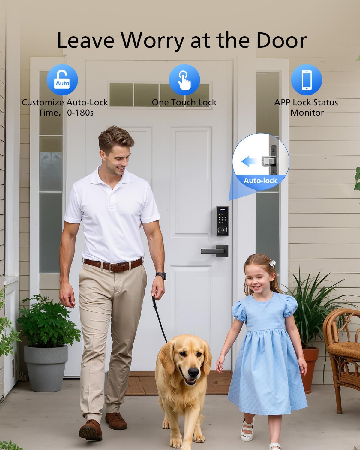 Philips WiFi Smart Lock with Handle Bundle with Security Video Doorbell Camera