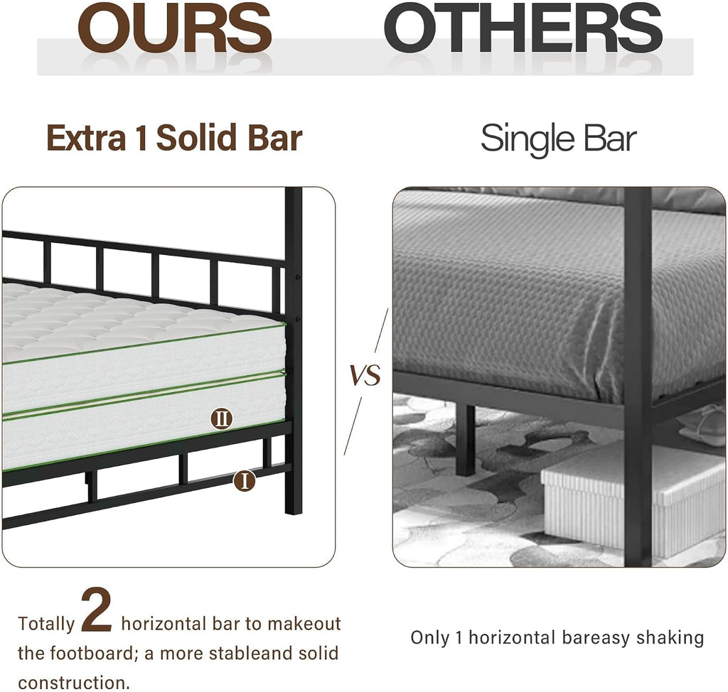 BarnFurin Full Size Metal Canopy Bed Frame,Mattress Foundation Platform with Metal Slats Support,Under-Bed Extra Storage No Box Spring Needed, Easy Assembly, Black