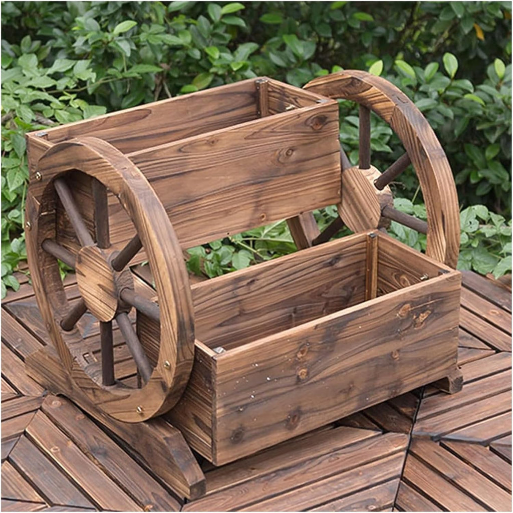 Plant Stand Indoor, Flower Display Stand, Two Layers Outdoor Potting Bench, Garden Workstation Table with Wheels,Lower Storage and Lattice Back