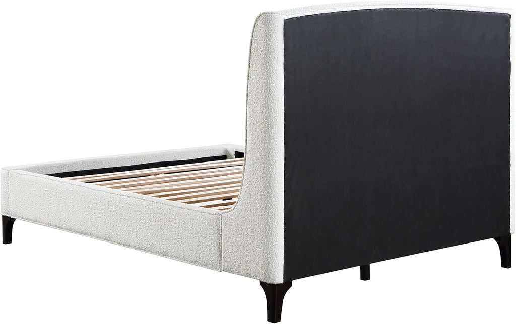 Coaster Home Furnishings - Mosby - Wood - Upholstered Bed with Curved Headboard, Boucle Upholstery and Wingback Design - Bedroom - Eastern King Size - Snow - 306020KE