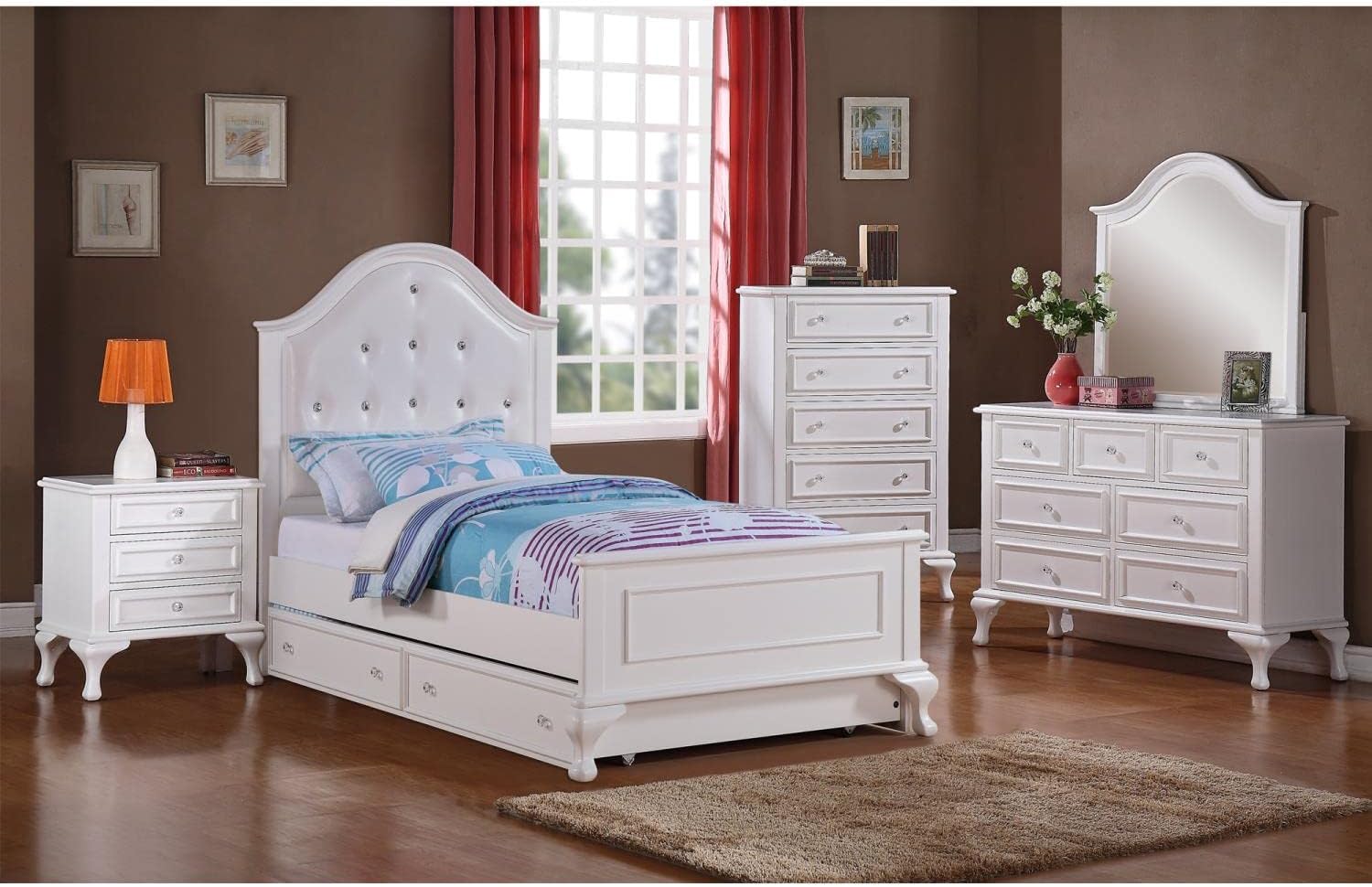 Elements Picket House Furnishings Jenna 5 Piece Full Bedroom Set in White