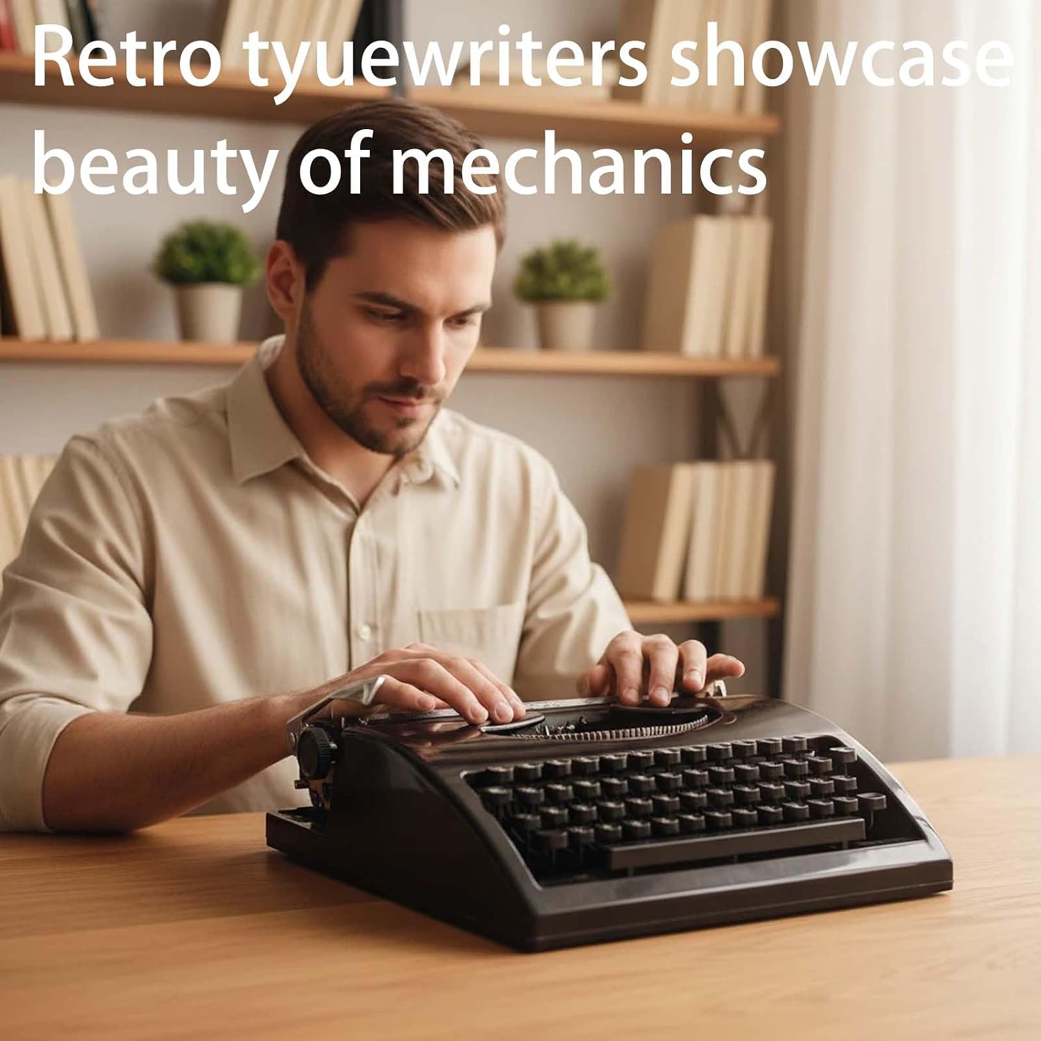Portable Manual Typewriter, Retro Wireless Classic Manual Typewriter Machine, Mechanical Writing Machine Easy Setup for Notes Letters Writing Writers Literary Black