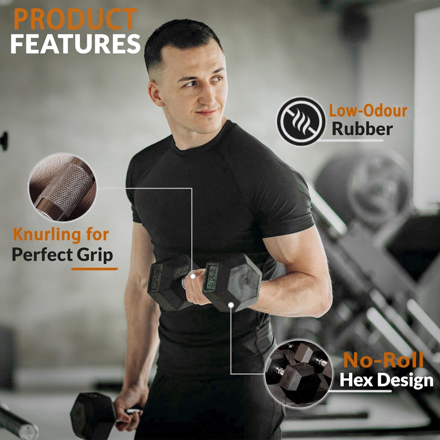 Rubber Hex Dumbbells with Rack 350/450/550 LBS - Free Weights Dumbbell Set Home Gym Equipment Exercise & Fitness Dumbbells for Strength Training