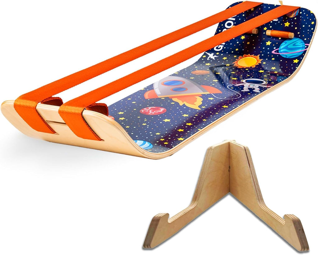 GIBBON SlackBoard Plus & Stand - 2-in-1 Slackline Balance Board for Adults - Workout Equipment Home Gym Training - Wooden Balance Trainer, Standing Desk Exercise, Yoga, Agility, Pilates, Core, Fitness