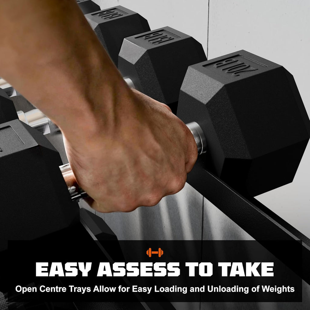 Dumbbell Sets with Rack, Rubber Hex Dumbbells, 160/220/280/360/450/550LBS, Hand Weights with Chrome Handle for Strength Training