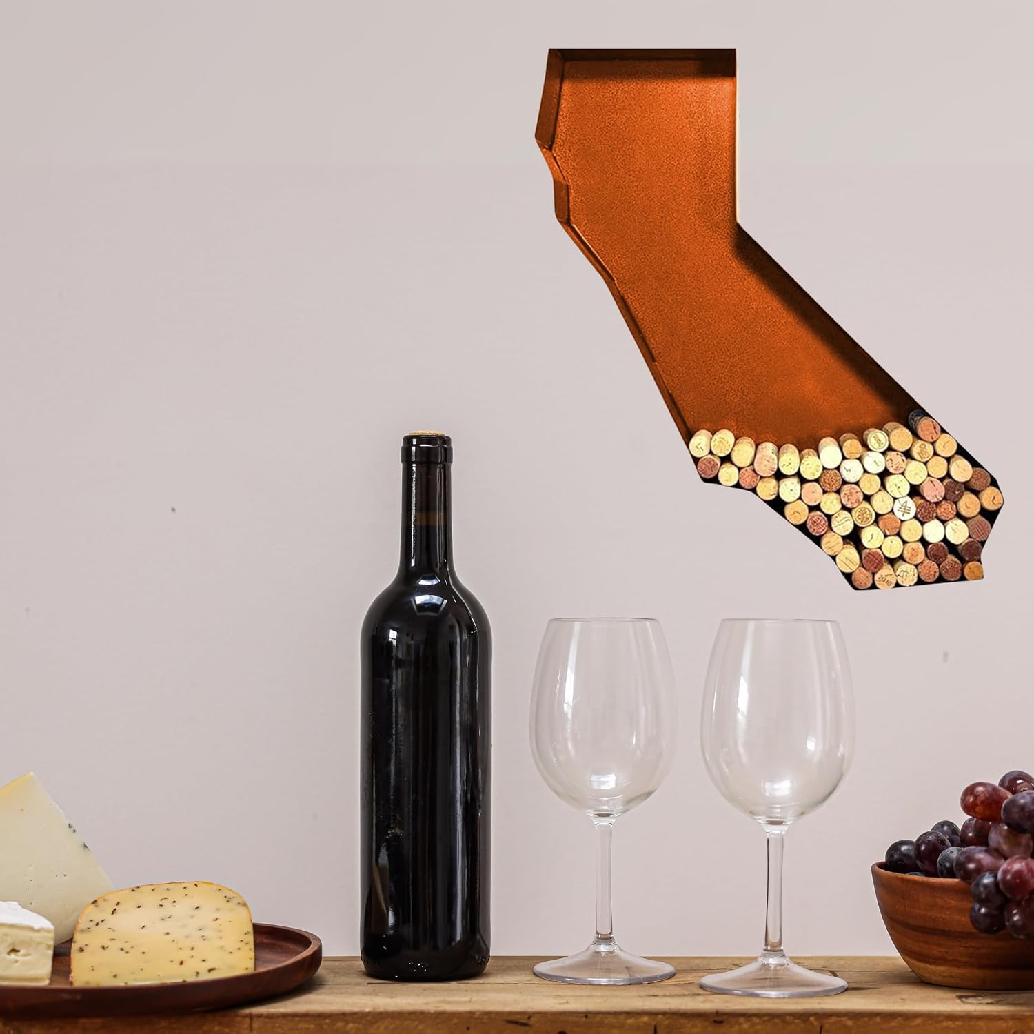 NEONSIGN California State Map Wine Cork Holder Metal Arkansas Decor Sign Wine Bar Pub Home Decoration (Brown Patina, 36 inch)
