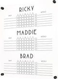 Personalized Chore Chart for Three Children | Custom Chore Chart for Girls and Boys dry erase clear acrylic minimalist homeschool (18.5'W x 23'H, Matte Black Standoffs)