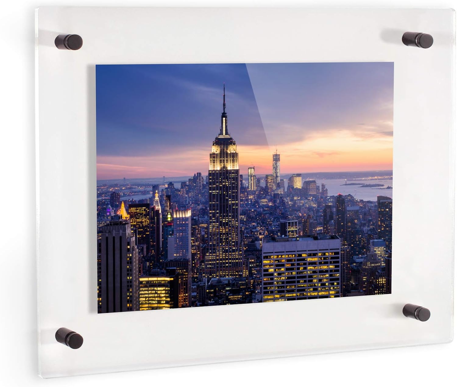 ArtToFrames Floating Acrylic Frame for Pictures Up To 24x36 inches (Full Frame is 28x40) with Black Standoff Wall Mount Hardware, Acrylic-109-24x36-82