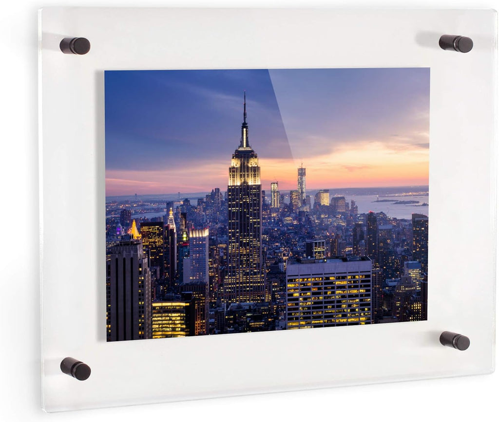 ArtToFrames 8x32 Inch Double Panel Floating Acrylic Picture Frame (Full Frame is 12x36) comes with Black Standoff Hardware, Made in the USA, 3 Pack