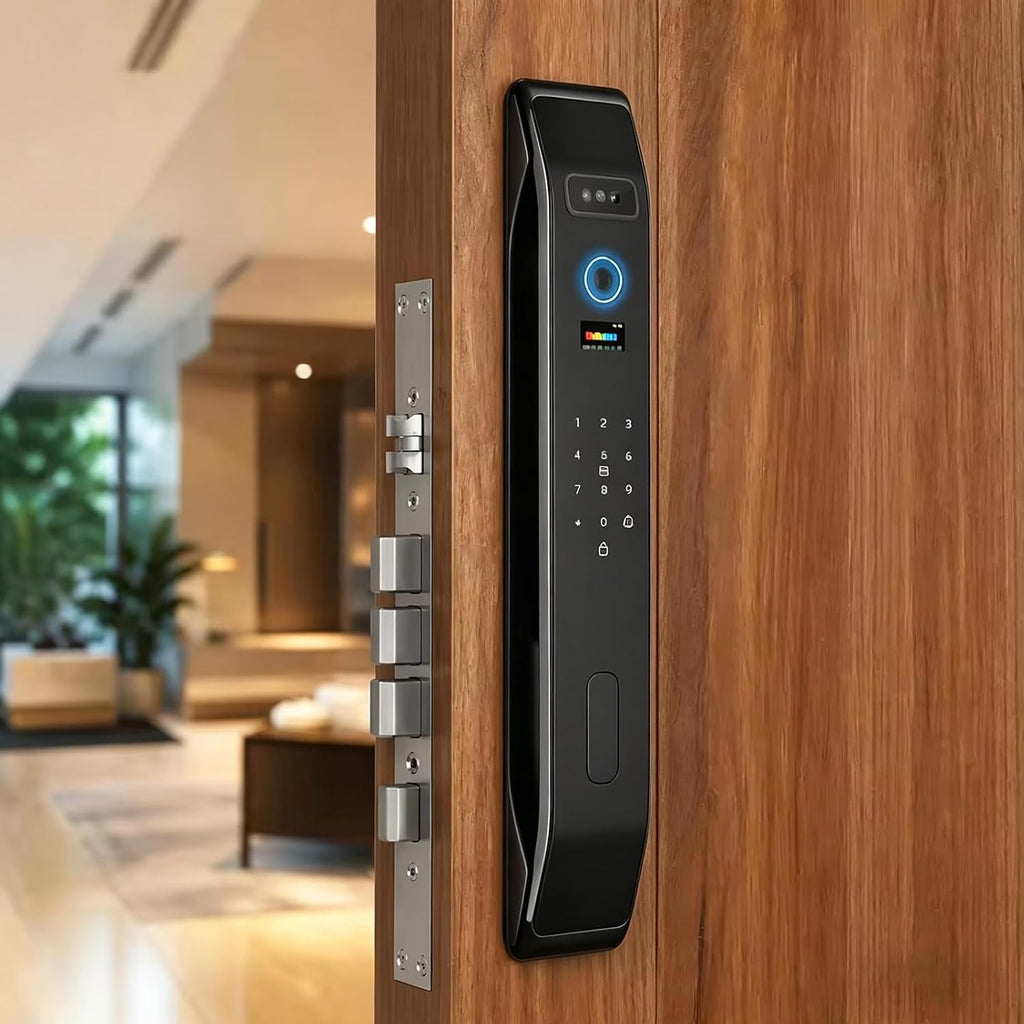 HIFAM 3D Face Recognition Smart Door Lock, Video Smart Lock with Camera,Video Doorbell,APP Control,Security WiFi Fingerprint Smart Mortise Lock Kit with Cylinder Deadbolt