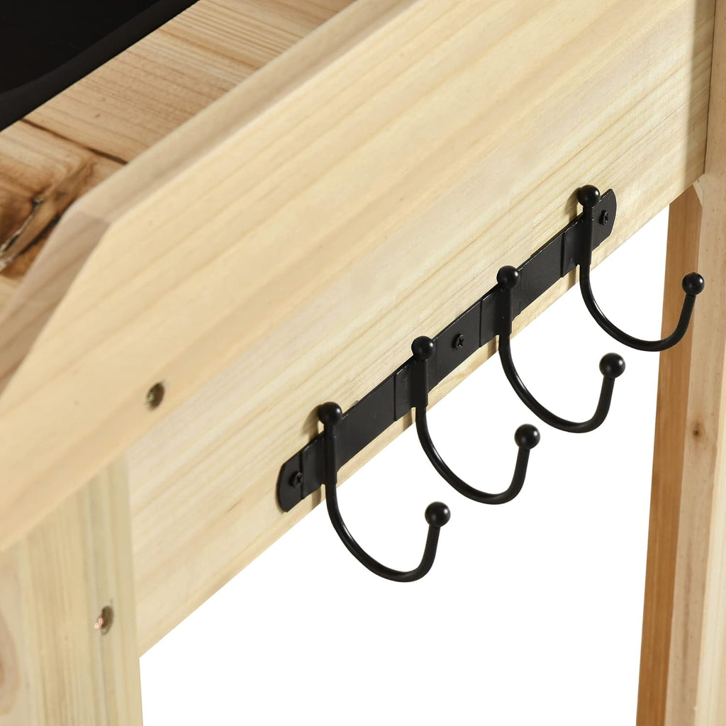 Potting Bench Table, Garden Work Bench, Workstation with Metal Sieve Screen, Removable Sink, Additional Hooks and Baskets for Patio, Courtyards, Balcony, Natural