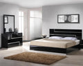 Black Lacquer 3-Piece Modern Bedroom Set - California King Size | Chrome Finish Base, High Gloss Finish Wood Bed Set