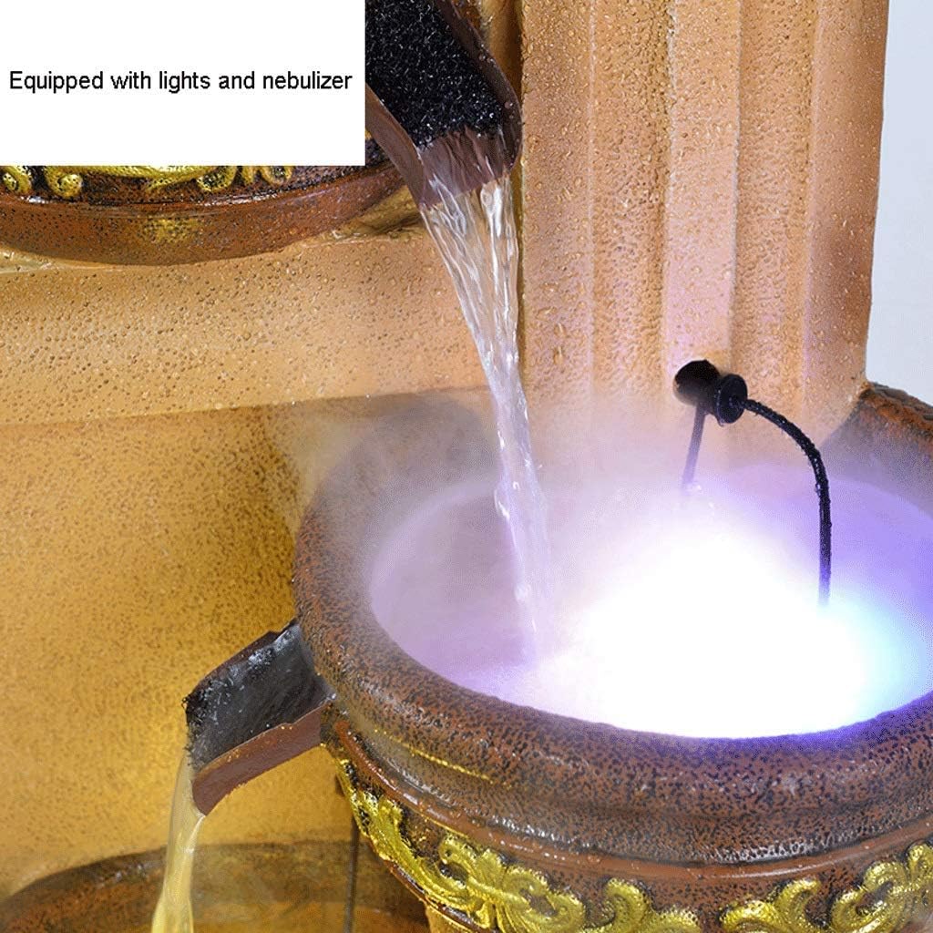 Indoor Fountains Water Fountain Cascading Resin-Rock Tabletop Fountain Indoors and Outdoors Water Feature Waterfall with LED Lights and Pump Decorative Fountain for Living Room Office Gardens Patios G