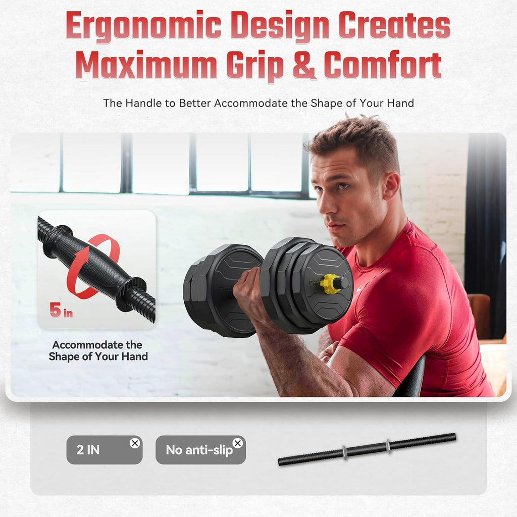 FEIERDUN Adjustable Dumbbells Set, 48/68/88lbs Free Weight Set with 4 Modes, Used as Barbell, Kettlebells, Push up Stand, Fitness Exercises for Home Gym Suitable Men/Women