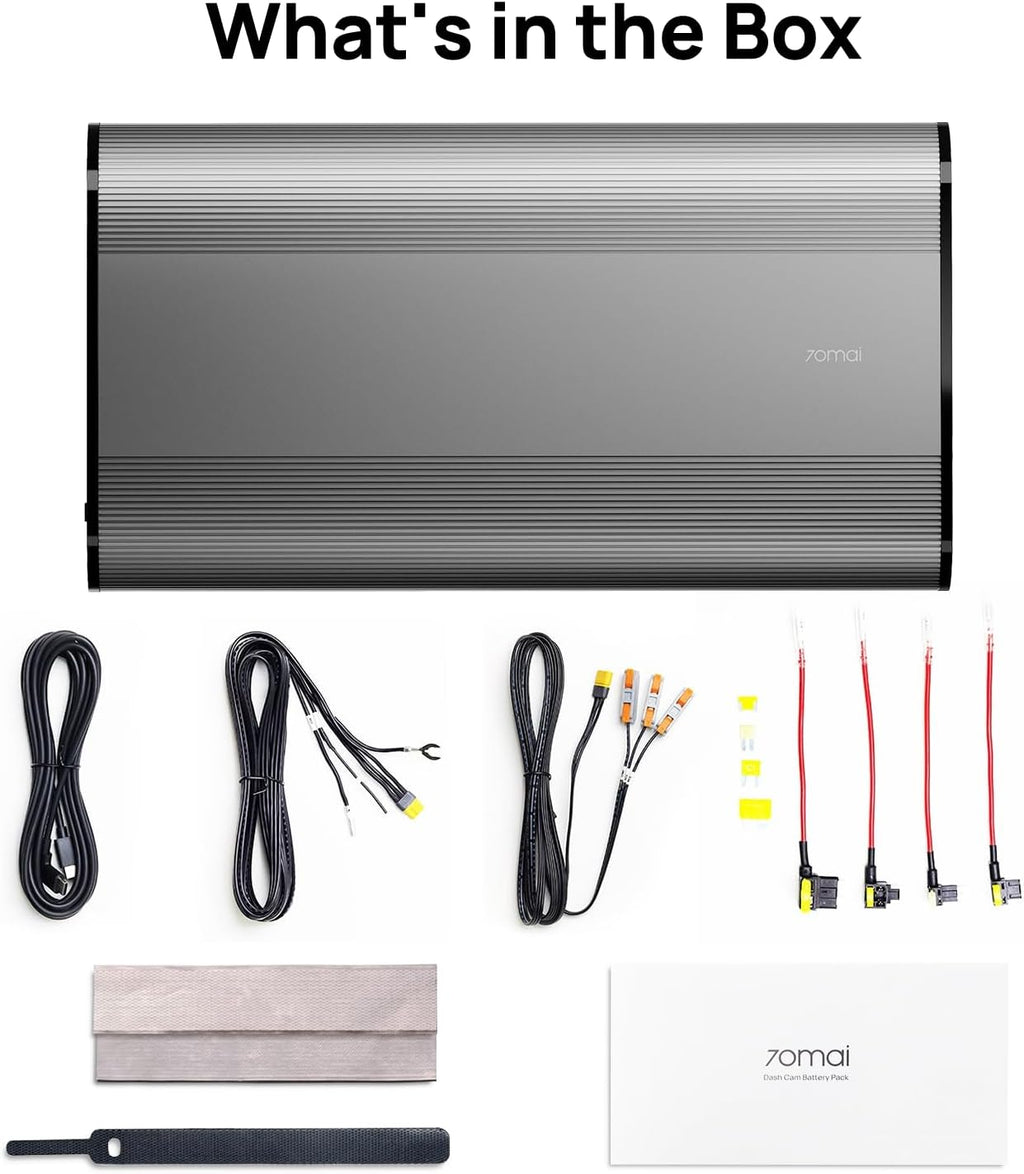 70mai Dash Cam Battery Pack BL96NNX, Hardwire Charging via Fuse Box, 96Wh LiFePO4 Backup Power, Up to 30-Hour Parking Mode, Low Voltage Protection, 11.2-30V input, XT30+Type-C Output, 7-protection BMS