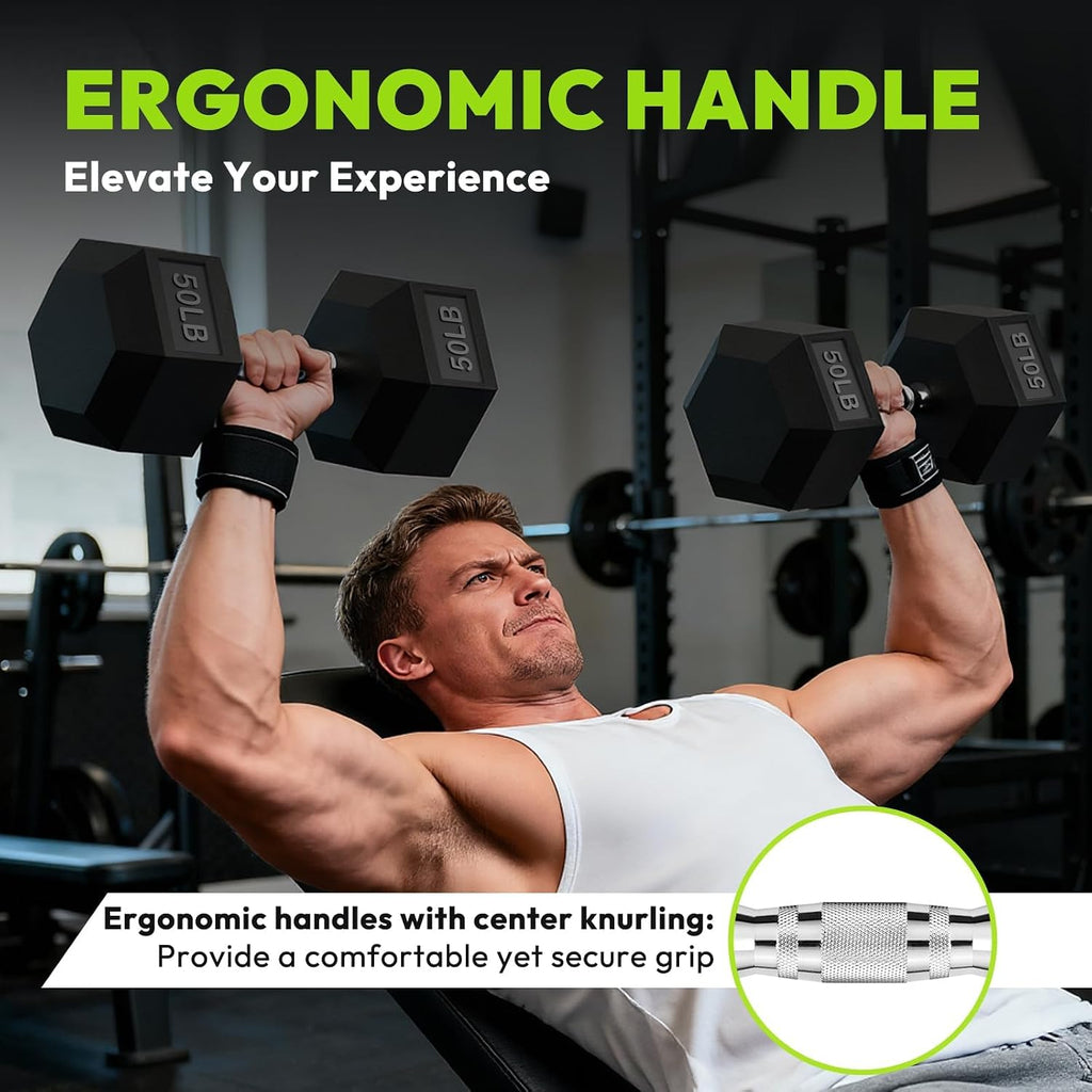 HANDBODE Hex Dumbbell 30-570 lb Dumbbell set, Rubber Encased Exercise & Fitness Dumbbells, Hand Weight for Strength Training