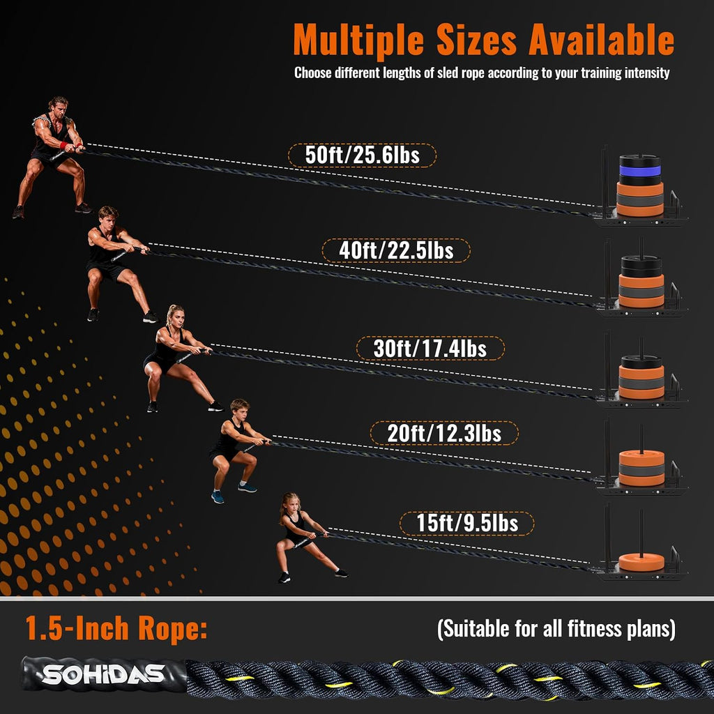 Weight Sled Rope Workout Sled Pulling Ropes, Sleds Push Gym Equipment Weight Sleds Pull Rope for Training Tire Pulling Workout Fitness Resistance Football Exercise Equipment for Men Women