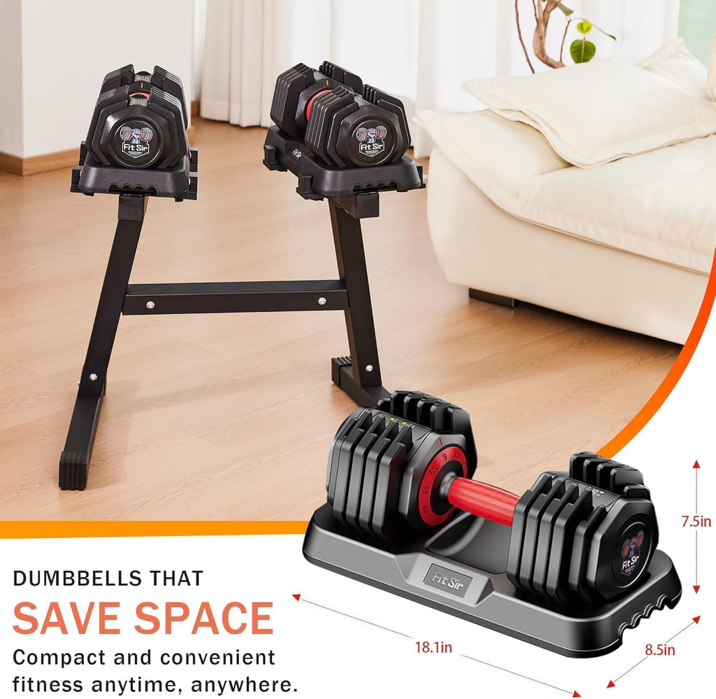 Adjustable Dumbbell Set, 10-in-1 25LB/55LB Ajustable Dumbbells with Safe Locking System, Enclosed Storage Tray, 1 Sec Fast Adjustment, Comfortable Non-Slip Textured Grip, Suitable for Home Gym Workouts Men and Women