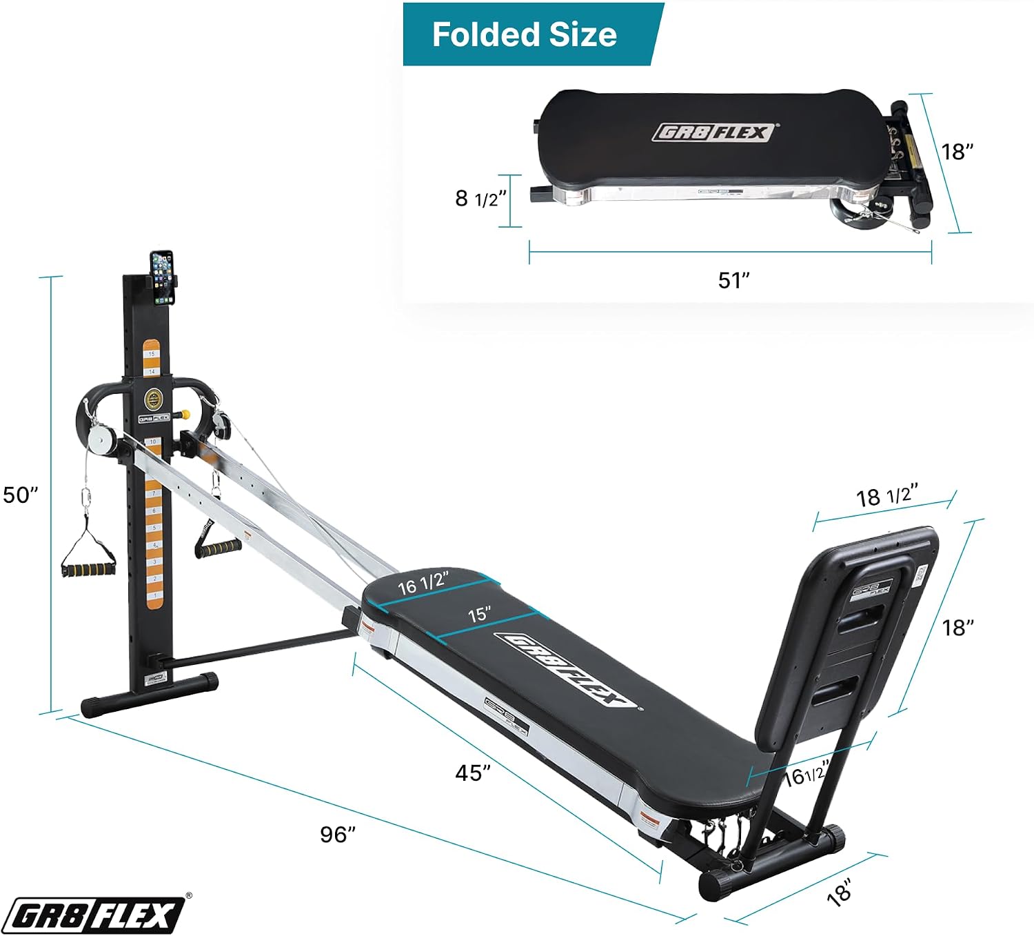 GR8FLEX Performance Gym for Total Over 100 Exercises, Multi-Functional Workout Machine, High Performance Strength Training, Cardio, and Full Body Fitness Equipment for Home Use