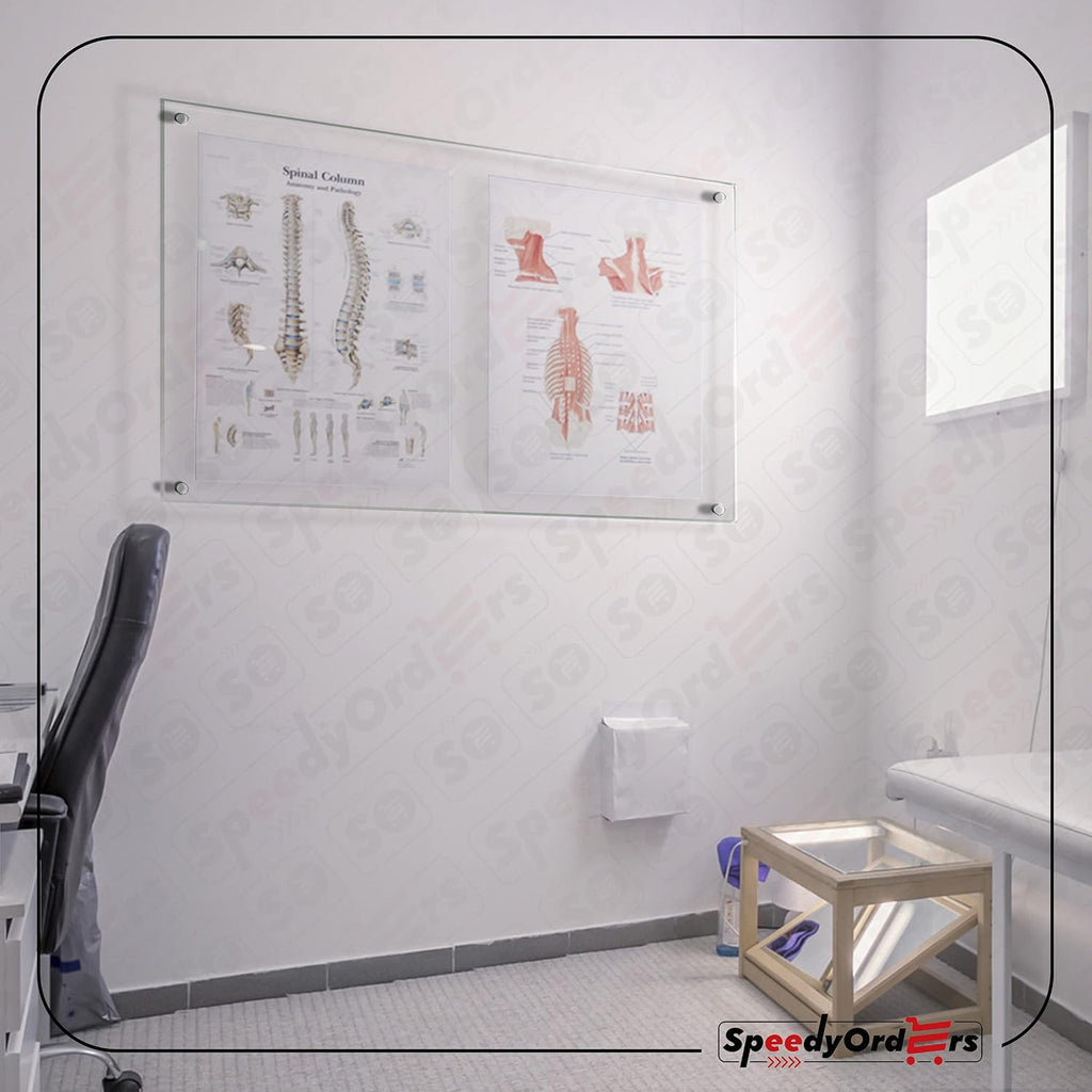 SPEEDYORDERS Clear Acrylic Wall Mount Photo Frame 18'x24' Gold Anchors | Double Acrylic Floating Photo Frame | Clear Acrylic Double Panel Photography Display