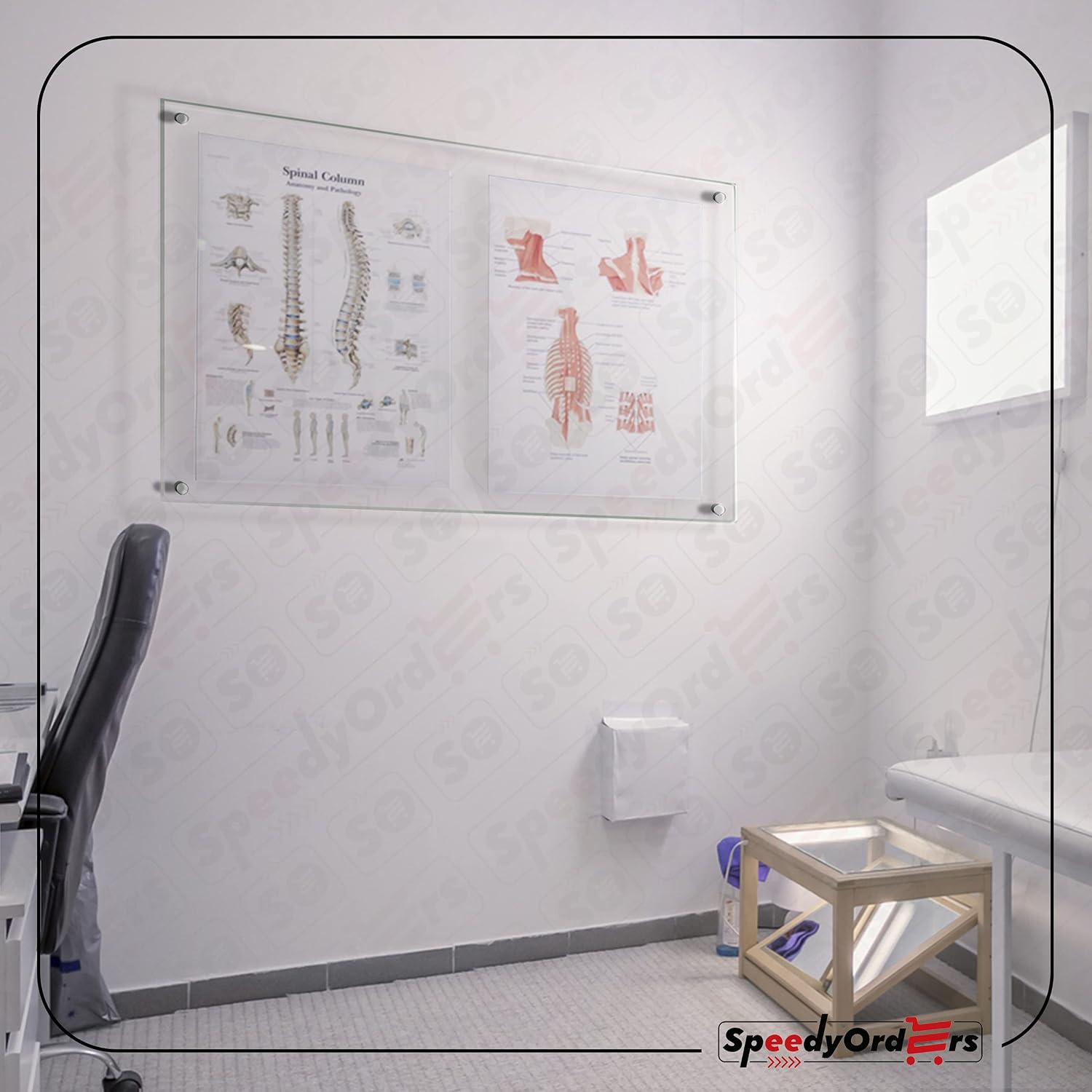 SPEEDYORDERS Clear Acrylic Wall Mount Photo Frame 18'x24' Gold Anchors | Double Acrylic Floating Photo Frame | Clear Acrylic Double Panel Photography Display