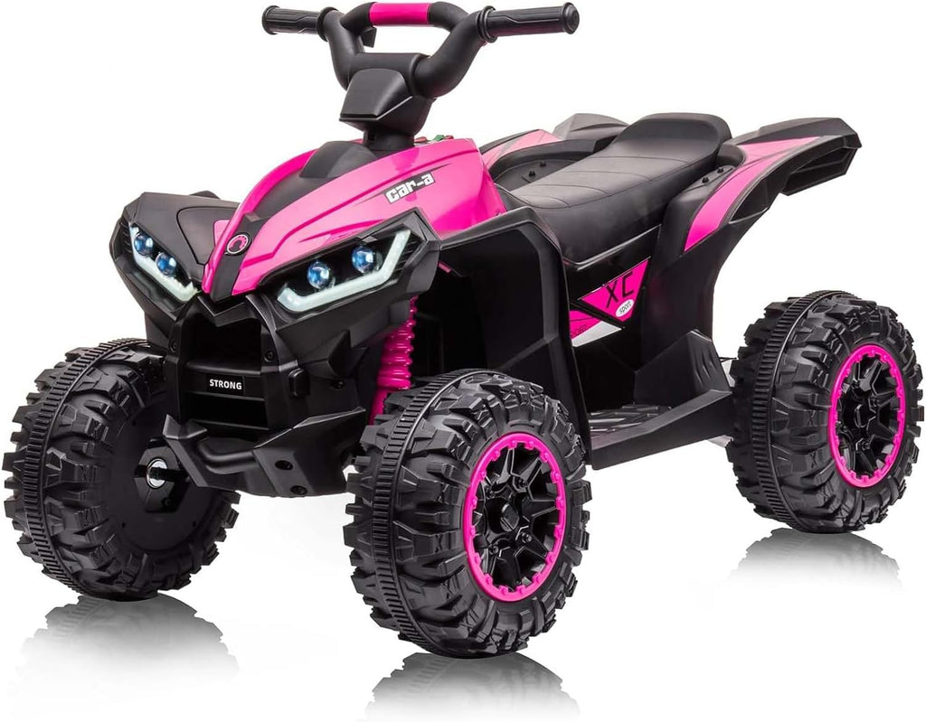 GarveeLife 12V Kids Ride On ATV, 4 Wheeler Electric Vehicle for Kids 3-8 Toddler Battery Powered Toy Car for Boys Girls with Remote Control, LED Lights, Soft Start, Treaded Tires, Music, Pink