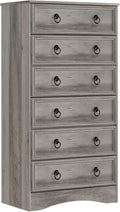 VVFLU 6 Drawer Dresser Tall, 52' Tall Grey Dresser for Bedroom, Chest of Drawers, Large Storage Organizer for Clothes, Grey Vintage, for Living Room, Bedroom, Hallway