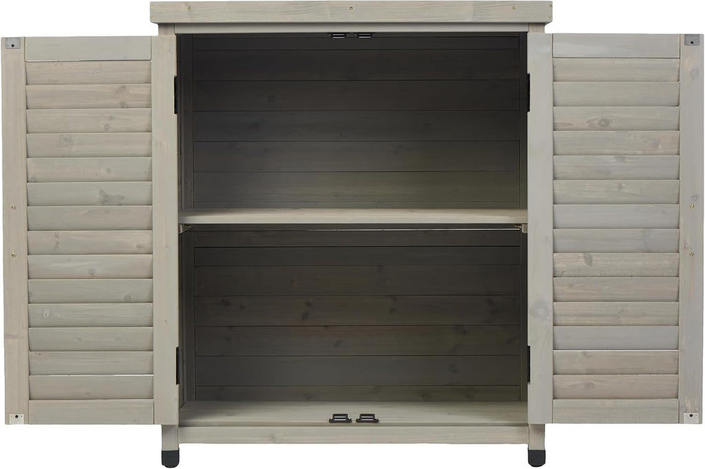 Potting Bench with Metal Tabletop & Storage Cabinet,Wood Garden Workstation | Clean Easily|Spacious Cabinet & Shelf Keep Tools Soil & Pots|Ideal for Gardening Planting & Outdoor Crafting
