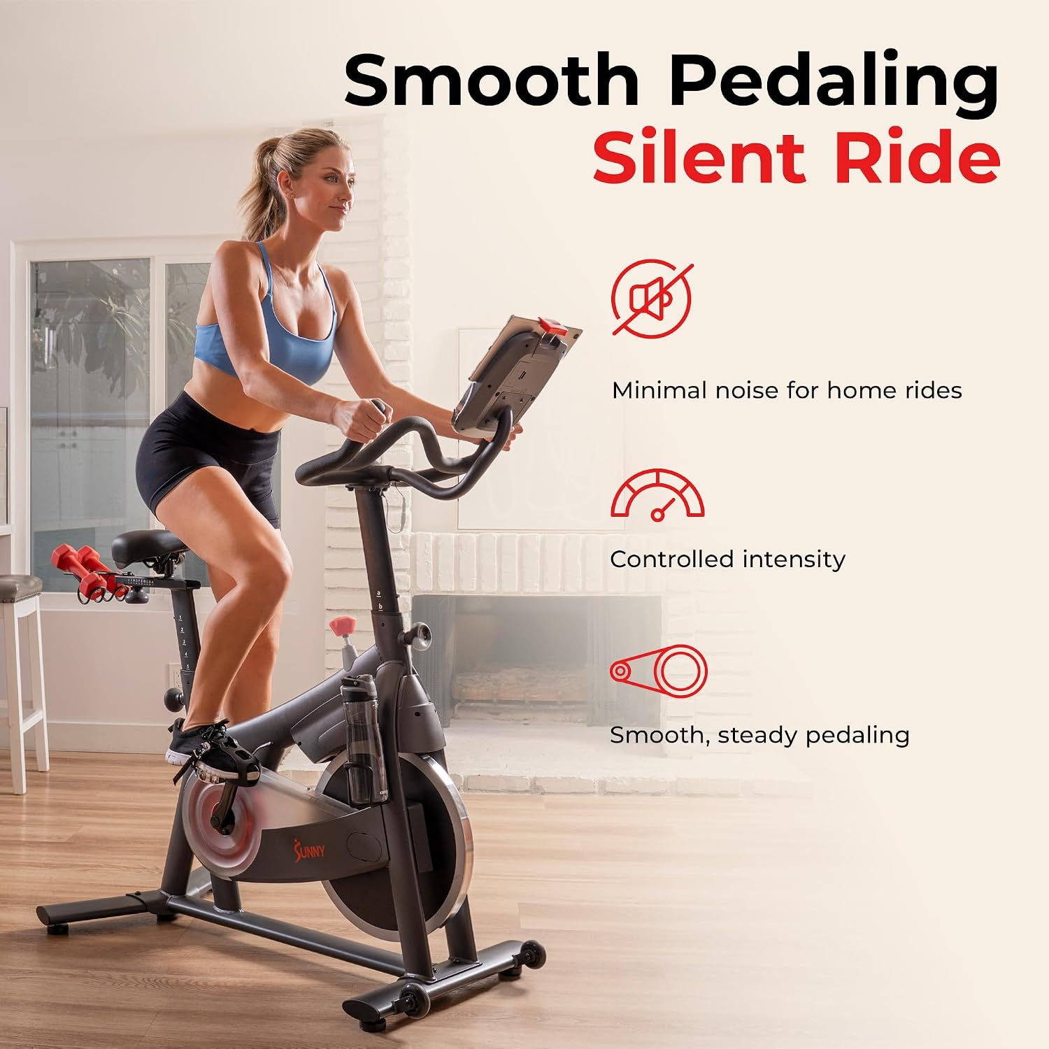 Sunny Health & Fitness Smart Magnetic Indoor Cycling Bike, Stationary Exercise Cardio Equipment, Free SunnyFit Training App