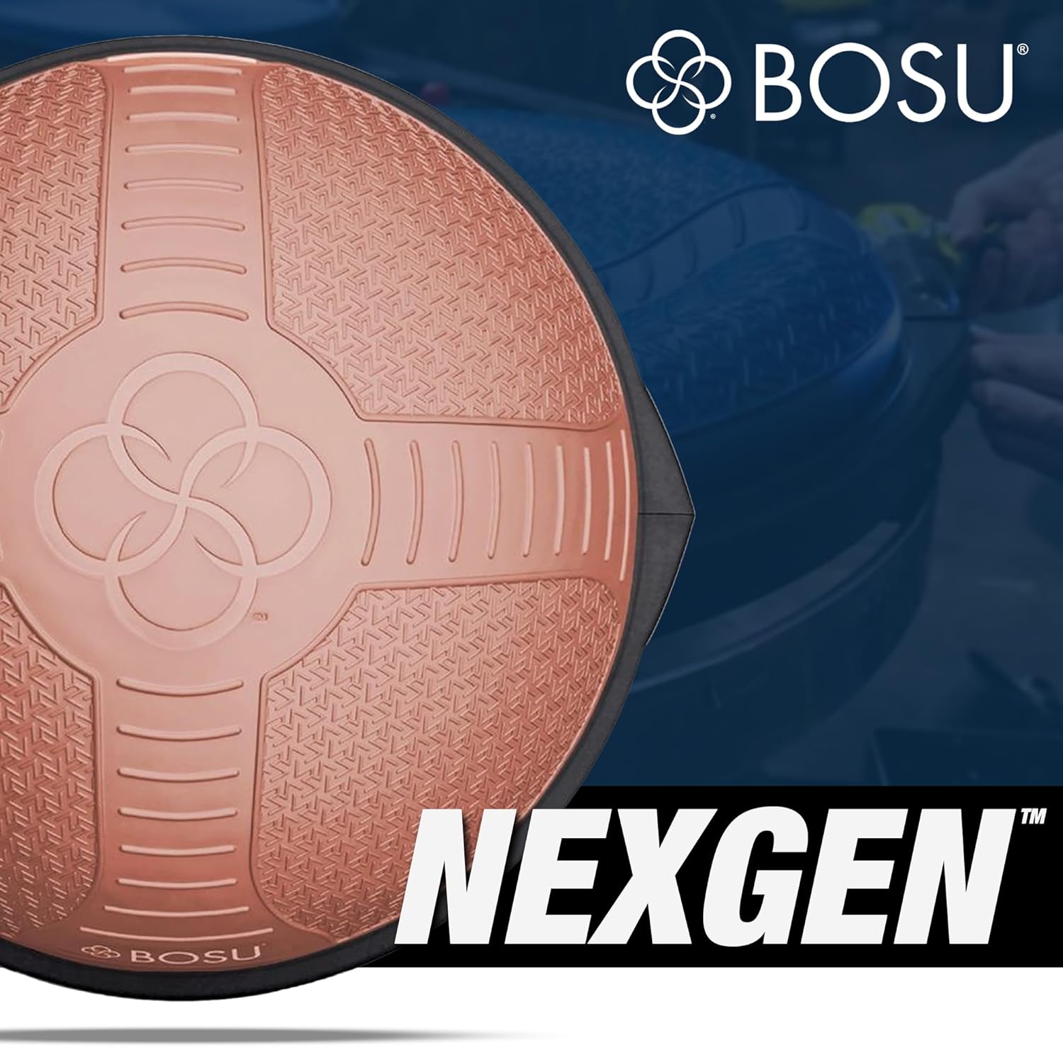 BOSU Nexgen Balance Trainer, Half-Ball Training Equipment, 65 cm Diameter, 300 lb Capacity - Burst-Resistant Stability Exercise Tool w/Non-Slip Base, Includes Hand Pump, Commercial-Grade