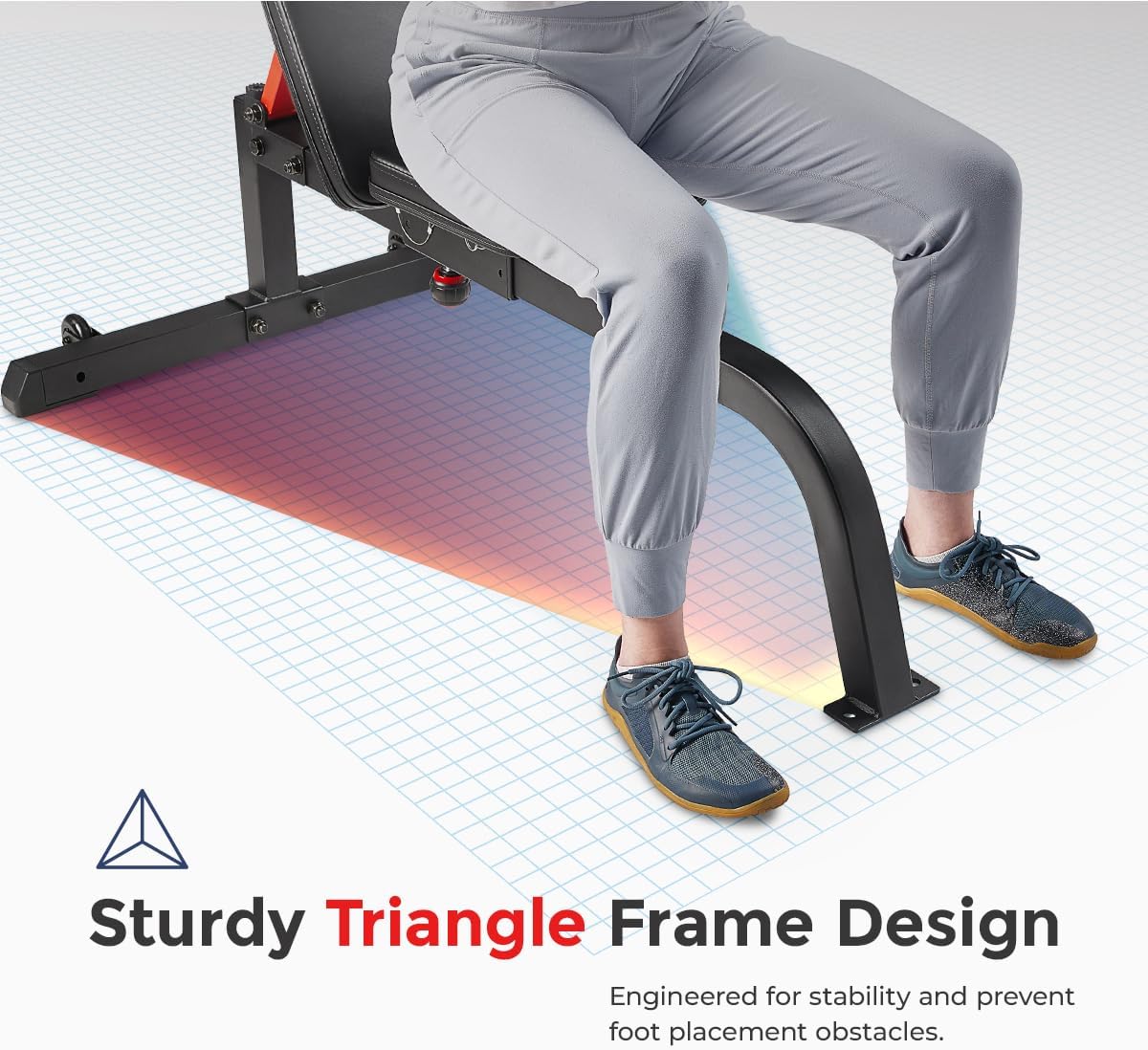 Sunny Health & Fitness Adjustable Weight Bench for Home Gym Strength Training, Incline/Decline, Multi-Position, High Weight Capacity