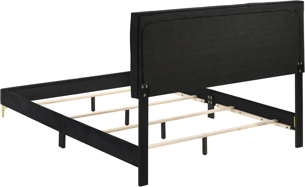 Black,Gold 5 Tufted Panel California King Bedroom Set