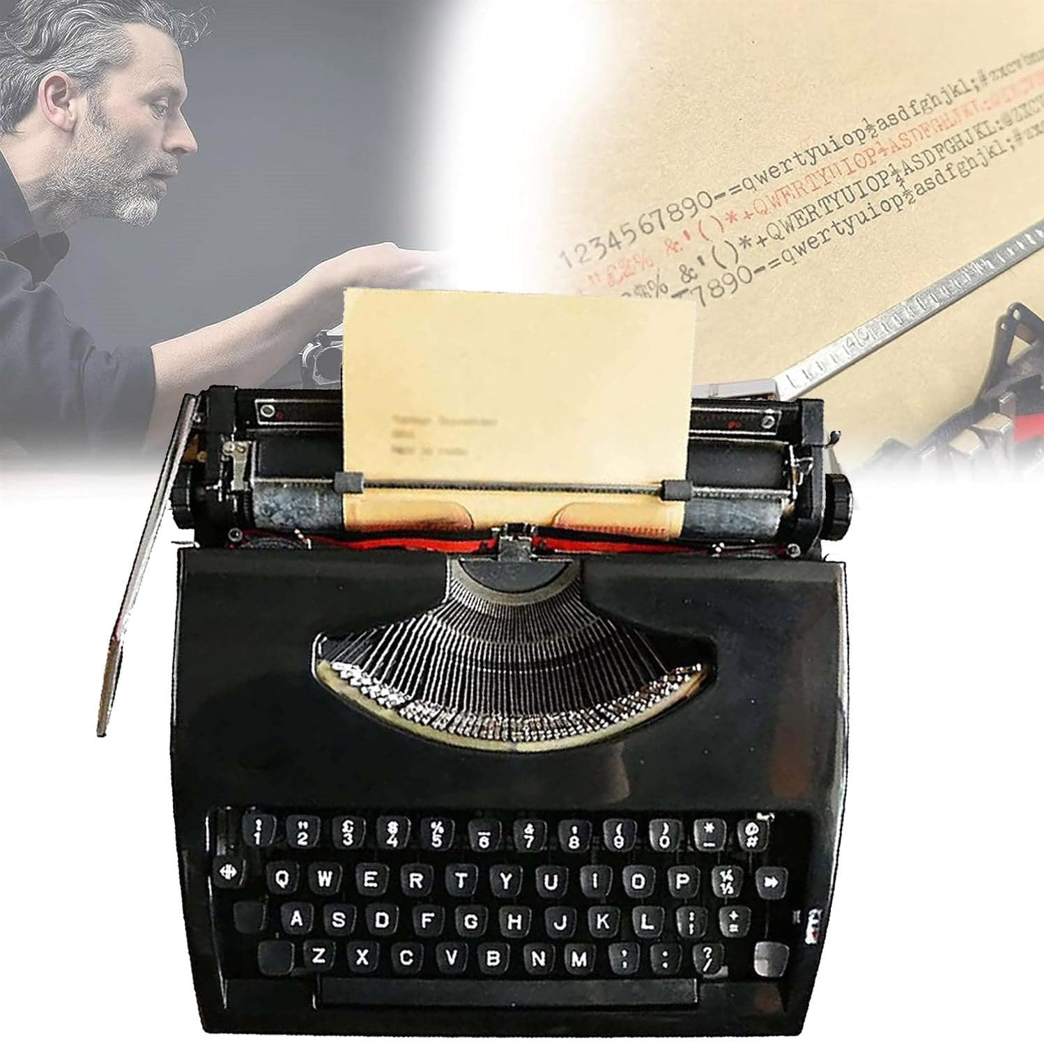 Classic Portable Manual Typewriter, Typewriter Model, Typewriter Model, Old Fashioned Retro Literary Present Normal Use, Easy Setup, Great Present for Writers and Authors - Great for Writers,White