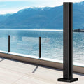 Shower Glass Clamp, Square Glass Railing, Black Glass Panels Post Steel Guardrail, Outdoor Deck Balcony Patio Railing System Clamps, Height 65/75/85/95/105/115cm Fence Pole Column(End Post,Height-75cm