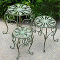 3Pcs Floor-Standing Flower Bench, Outdoor Cast Iron Flower Stand,Heavy Duty Wrought Iron Flower Pot Stand,Outdoor Garden Potting Bench Table,for Courtyard Garden Living Room,B