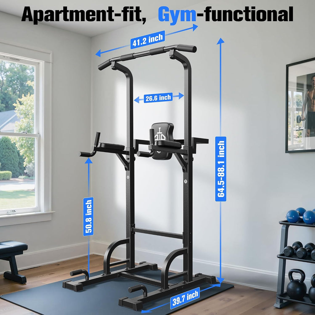 Sportsroyals Power Tower Pull Up Bar Station, 450LBS Stable Pull Up Dip Station for Home Gym Strength Training Equipment | FED Fitness