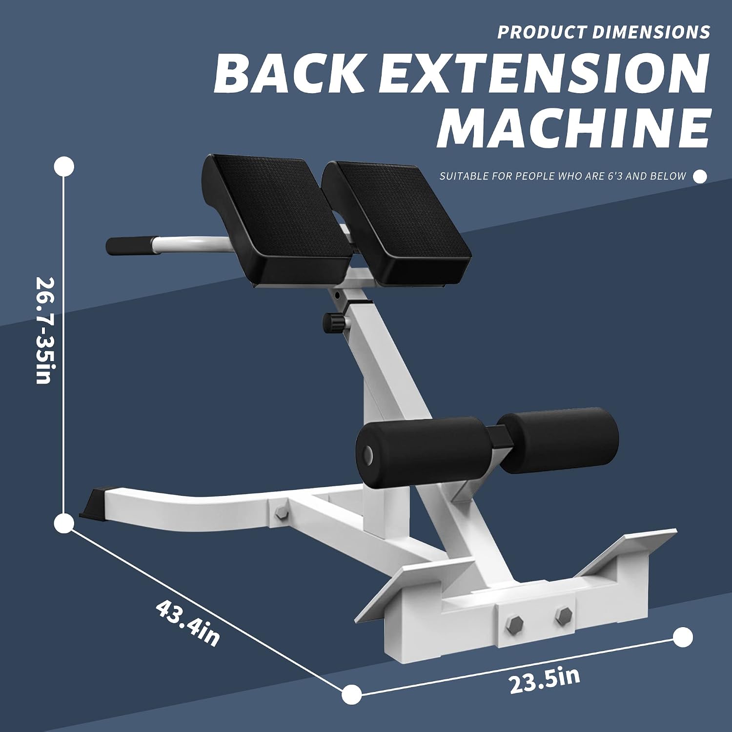 Roman Chair Back Extender - Angle & Height Dual Adjustable Hyperextension Bench for Home Gym - Adjustable Back Exercise Machine Fitness Equipment