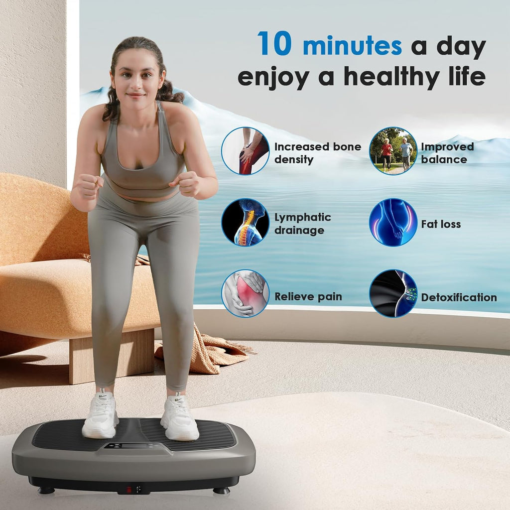 Natini Vibration Plate Exercise Machine - Power Vibrating Plate for Lymphatic Drainage,Whole Boday Workout Machine for Women Weight Loss Home Fitness,350LBS Capacity