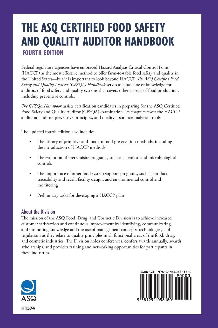 The ASQ Certified Food Safety and Quality Auditor