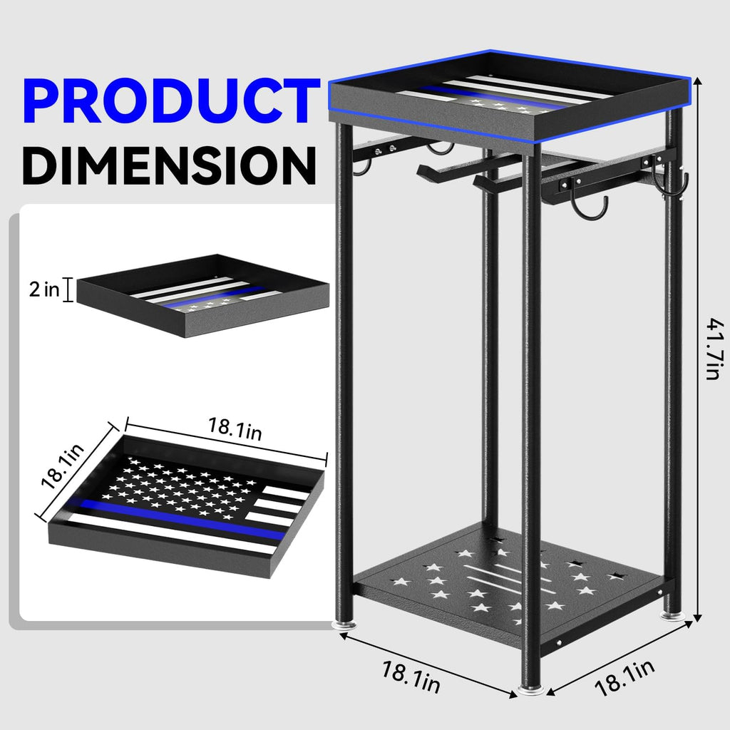 Freestanding Police Gear Stand with Hooks, Heavy Duty Metal Hanger for Body Armor, Duty Belt, Vest & Uniform Storage, Black Tactical Gear Rack Fits Law Enforcement, Security, Academy Graduation Gift