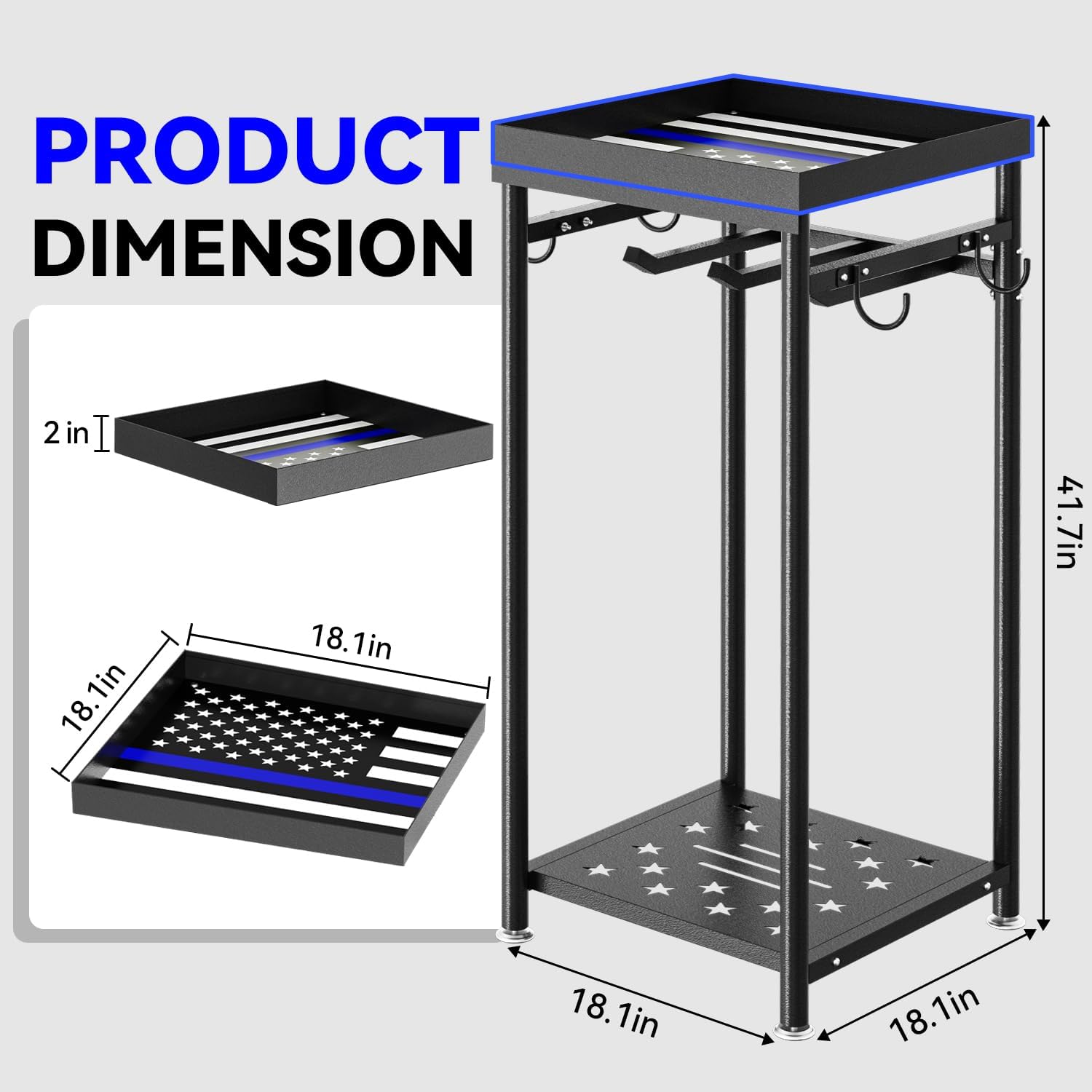 Freestanding Police Gear Stand with Hooks, Heavy Duty Metal Hanger for Body Armor, Duty Belt, Vest & Uniform Storage, Black Tactical Gear Rack Fits Law Enforcement, Security, Academy Graduation Gift