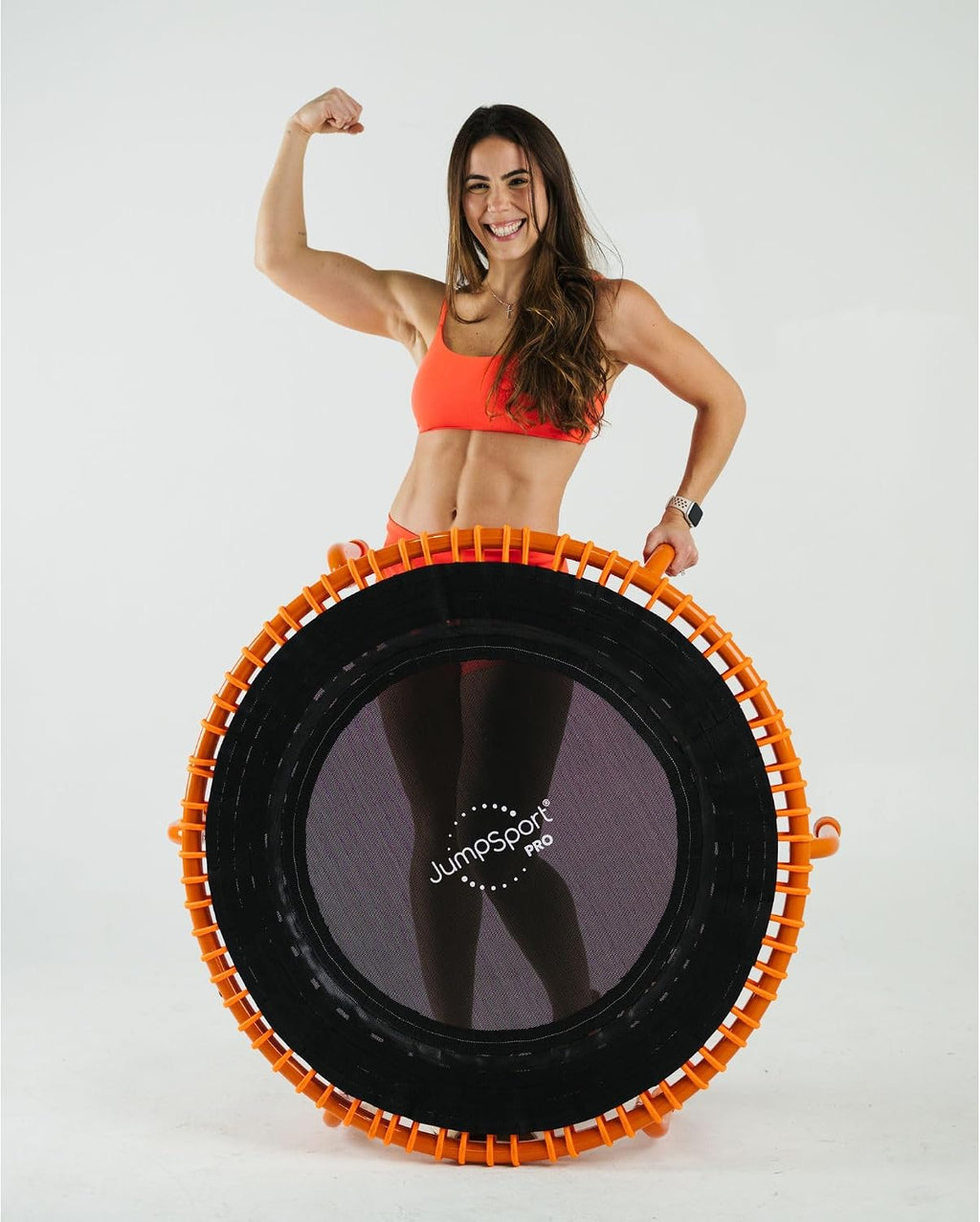 JumpSport 350 PRO 39 Inch Fitness Trampoline Indoor Rebounder Cardio Workout Equipment 300 lb Capacity