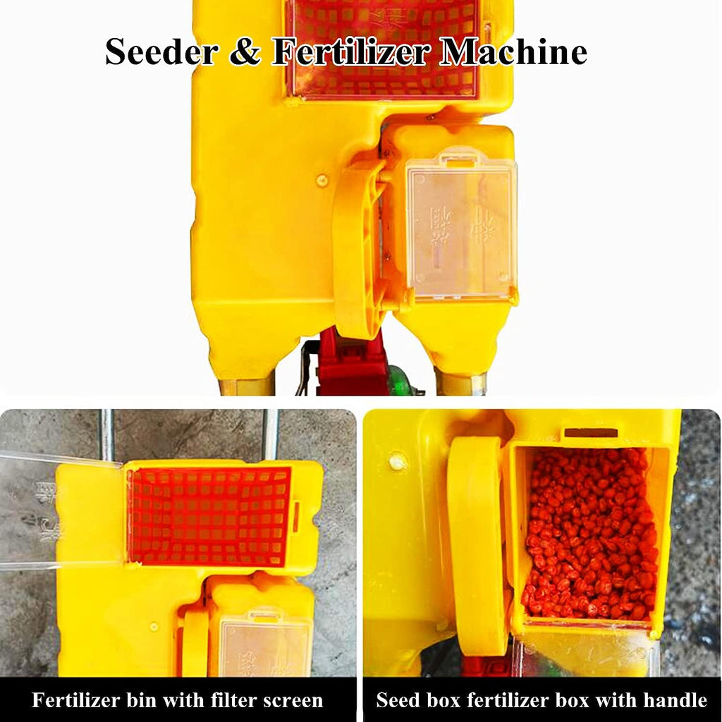 Lawn & Garden Spreaders, Manual Seeder Hand-Push Roller Seeding and Fertilizer Applicator Garden Seed Planter for Corn Soybean Peanut Cotton,7 Mouths (6 Mouths