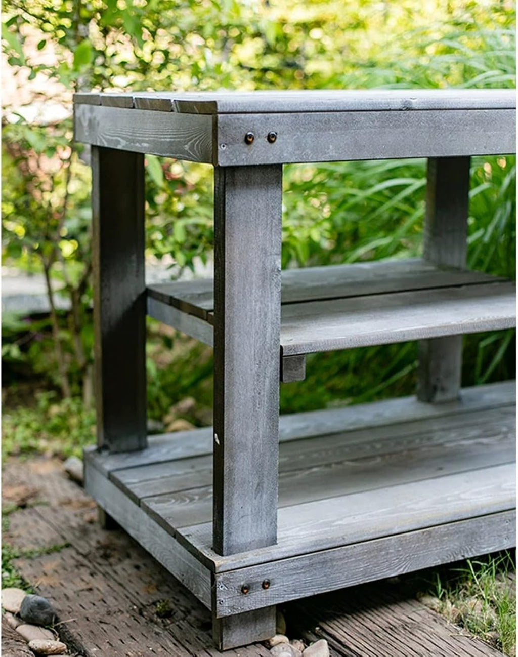 Outdoor Potting Bench Garden Potting Table, Horticulture Work Table Workstation with Storage Shelf, Potting Work Bench Station for Garden Patio Backyard (Color : Gris, Size : L)