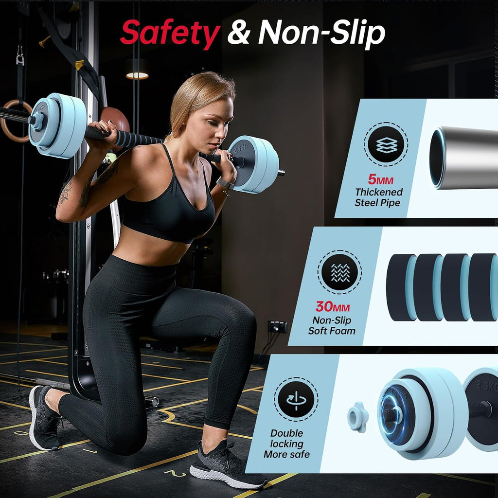 PASYOU Adjustable Dumbbell Set, 45lbs Free Weight Set with Connector, 5 in 1 Weight Set Used as Kettlebells, Barbell, Push up Stand, Fitness Exercises for Home Gym Suitable Men/Women