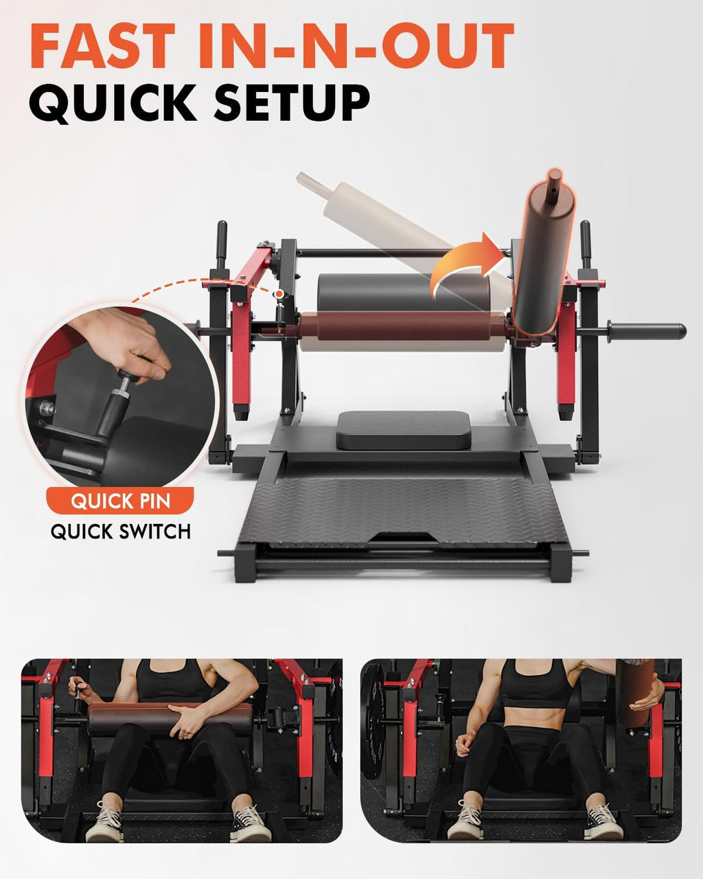 GMWD Hip Thrust Machine, 800LBS Plate-Loaded Glute Bridge Machine with Weight Holder, Heavy Duty Butt Exercise Equipment for Glute Muscles Building and Butt Shaping, Adjustable Footboard(R100LB