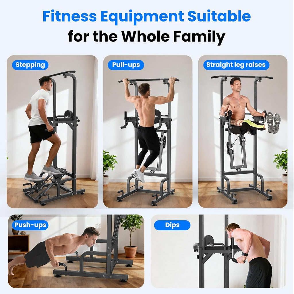 RELIFE REBUILD YOUR LIFE Power Tower Pull Up Bar Station Workout Dip Station for Home Gym Strength Training Fitness Equipment
