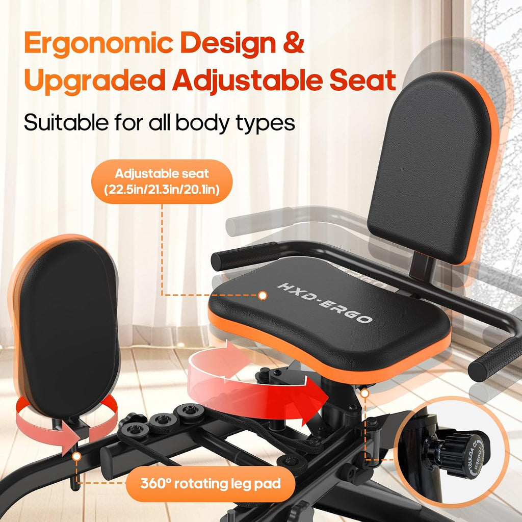 HXD-ERGO Hip Abductor/Adductor Machine for Home Gym, 6-Level Glute Machine & Thigh Workout Equipment, Booty Builder with Plush Padding, Compact Leg Exercise Euipment for Women & Men