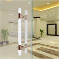 ETULLE Modern Push Pull Bar Handle,Clear Crystal Door Push Handle Hardware,23 30 33 40 47 Inch Long,Round Acrylic Door Handles for Barn/Bank/Office/Clinic Gate (Color :Rose Gold,Size :120cm/47.