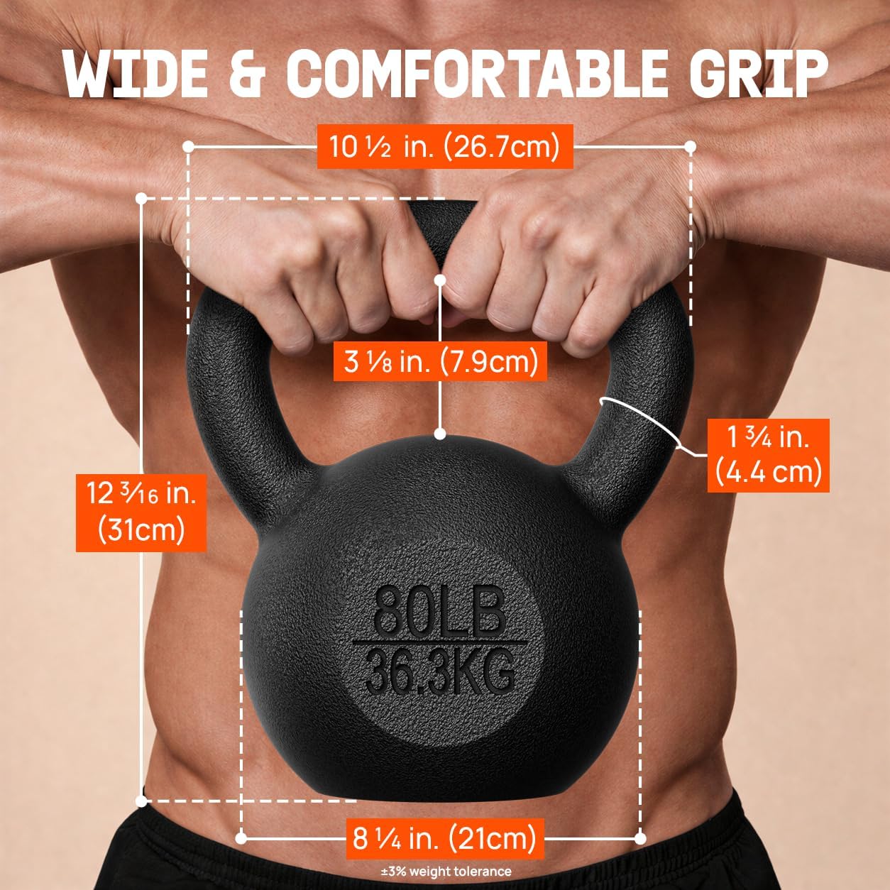 Yes4All Cast Iron Kettlebell, Strength Training Kettlebells 5-80 Lb (5,10,15,20,25,30,35,40,45,50,60,70,80 Lb) for Full Body Workout, Push up, Strength Training - Single & Kettlebell Set of 2 for Men